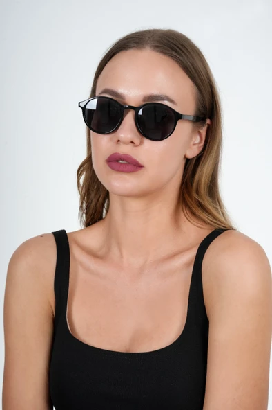 Siyah Yuvarlak Çerçeveli Olivier Philippe Güneş Gözlüğü - 2