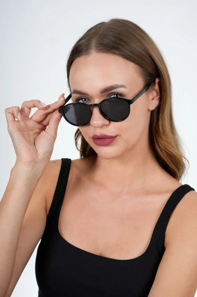 Siyah Yuvarlak Çerçeveli Olivier Philippe Güneş Gözlüğü - 3