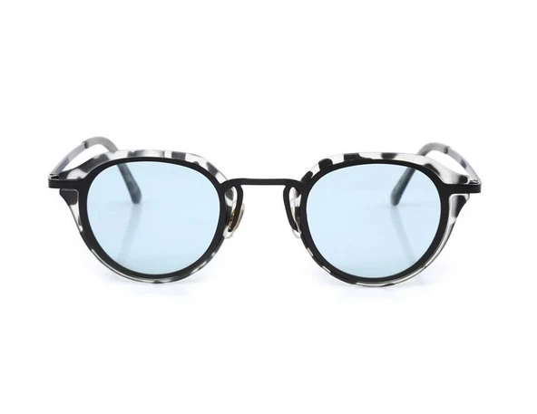 Siyah-Beyaz Çerçeve Mavi Cam Polarize Güneş Gözlüğü - Resim 4