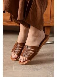 ONR GROUP -Yazlık Şık -Yazlık Şık Terlik Kahverengi Örgülü - 2