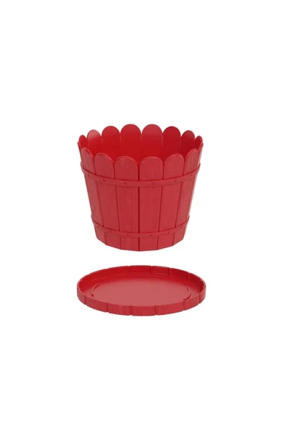 LİDER BÜYÜK YUVARLAK SAKSI VE ALTLIĞI (KIRMIZI) - 2