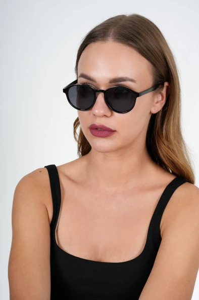 Siyah Yuvarlak Çerçeveli Olivier Philippe Güneş Gözlüğü - 4