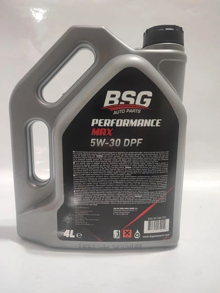 BSG PERFORMANCE MAX TAM SENTETİK DPF (PARTİKÜLLÜ) MOTOR YAĞI 5W-30 4 Litre - 2