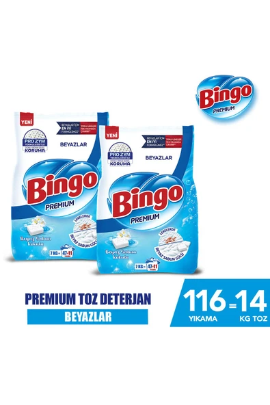 Premium Toz Çamaşır Deterjanı 7 Kg Beyaz 2'li