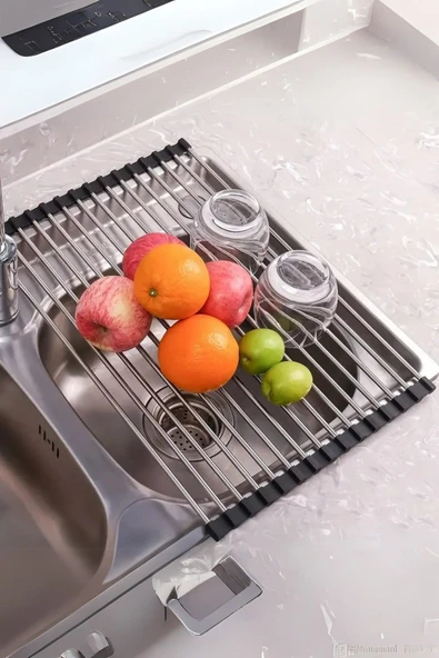 Mithra Life Katlanabilir Evye Üstü Paslanmaz Çelik Sebze Meyve Bulaşık Kurutucu Nihale MIT1155 - Resim 3