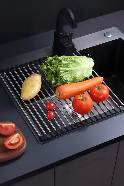 Mithra Life Katlanabilir Evye Üstü Paslanmaz Çelik Sebze Meyve Bulaşık Kurutucu Nihale MIT1155 - Resim 2