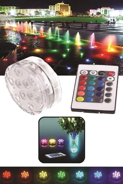 Su Geçirmez Kumandalı Renk Değiştiren Rgb Su Altı Led Lamba Spot - 2