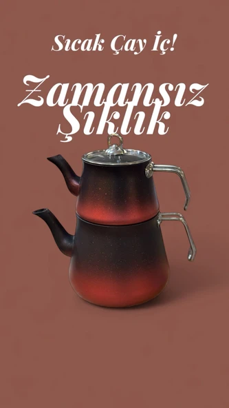Cheflon granit çaydanlık takımı seti 1+2,75 lt. büyük boy silver kulp - 3
