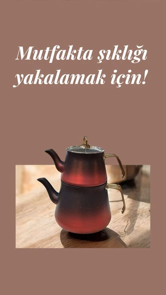 Cheflon granit çaydanlık takımı seti 1+2,75 lt. büyük boy bakır kulp
