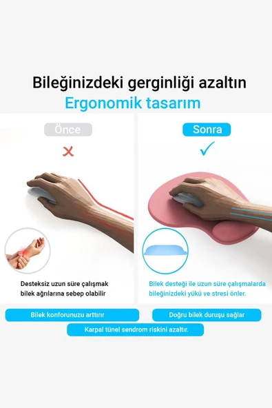 SonicTouch Bilek Destekli Gri Damla Tipi Pürüzsüz Yüzey Dikişsiz Gamer Oyuncu Mouse Pad 20x22cm - 3