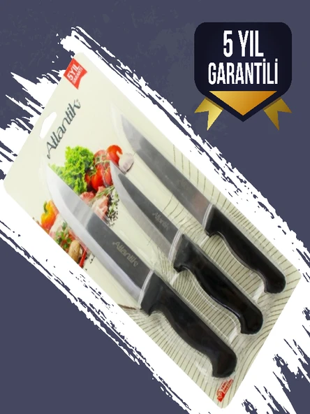 ATLANTİK Atlantik Çok Amaçlı Kurban Bıçak Seti 3 lü - 5 Yıl Garantili