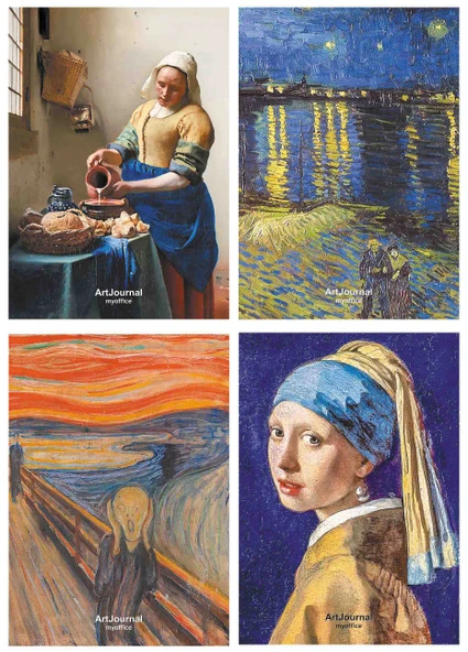 Art Journal 4'lü Defter Seti - A5 | Çizgili | 96 Sayfa |Tel Dikiş - 2