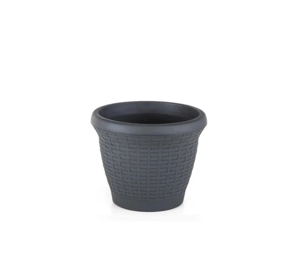 Omnipazar SO-HS02 Plastik Hasır Desenli Dekoratif Saksı 6 Litre No 2 - 5