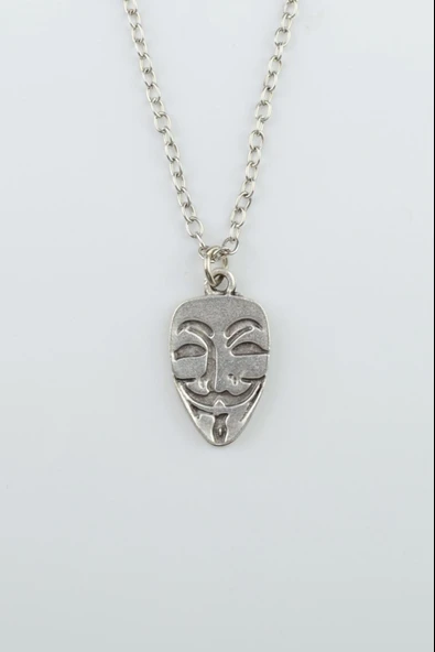 V For Vendetta Gümüş Kaplama Düz Zincir Kolye