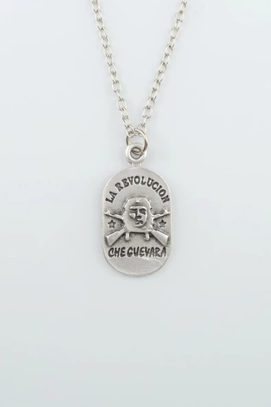 Devrim - Che Guevara Gümüş Kaplama Düz Zincir Kolye ürün görseli 1