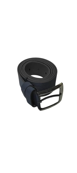 Erkek Suni Deri 4 cm Kot Ve Kanvas Pantolon Lacivert Kemer - 4