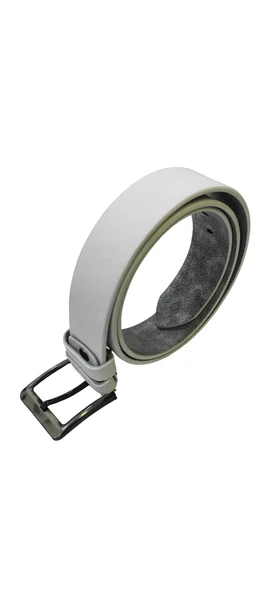 Erkek Suni Deri 4 cm Kot Ve Kanvas Pantolon Beyaz Kemer - 2