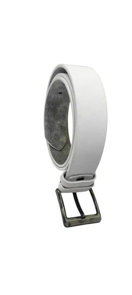 Erkek Suni Deri 4 cm Kot Ve Kanvas Pantolon Beyaz Kemer - 5