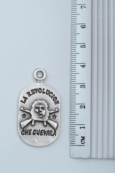 Devrim - Che Guevara Gümüş Kaplama Düz Zincir Kolye - Resim 3