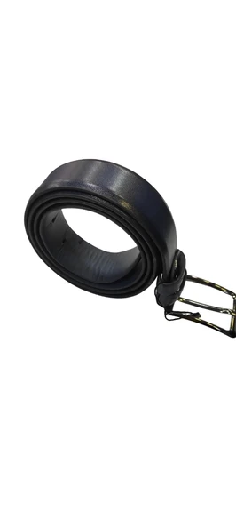 Erkek Suni Deri 3 cm Lacivert Kemer - Resim 5