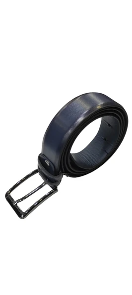 Erkek Suni Deri 3 cm Lacivert Kemer - Resim 3