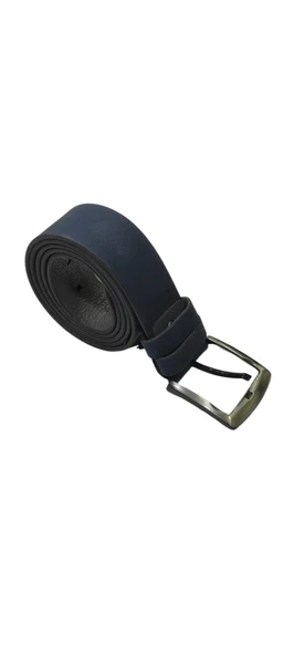Erkek Suni Deri 4 cm Kot Ve Kanvas Pantolon Lacivert Kemer - 3