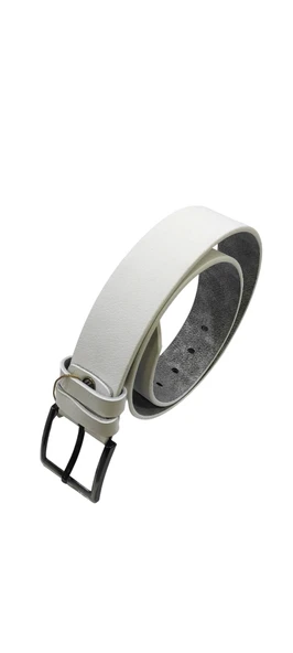 Erkek Suni Deri 4 cm Kot Ve Kanvas Pantolon Beyaz Kemer - 6