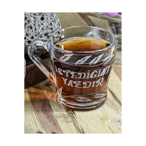 Decocia Kişiye Özel İsimli Kulplu Cam Kupa Bardak 205cc - Resim 3