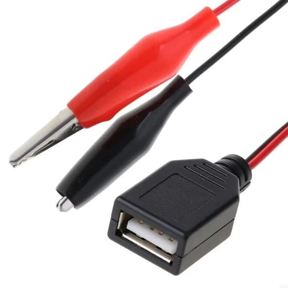 Usb Dişi Krokodil Çevirici Kablo - 5V Kaynak Test Kablosu 60Cm Max 2A - Resim 5