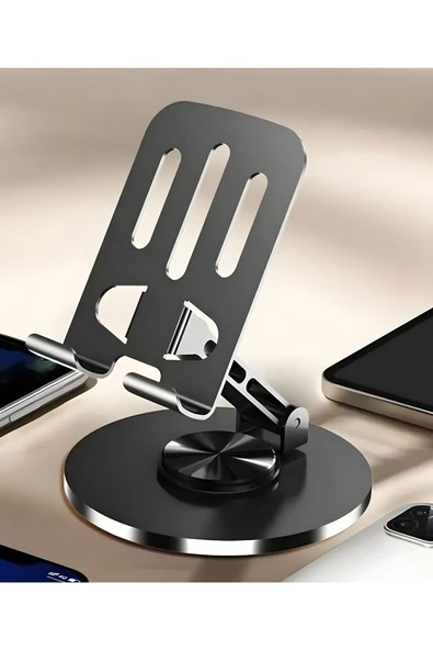 Yüksek Kalite Metal 360 Dönebilen Ayarlanabilir Telefon Ve Tablet Tutucu Masa Üstü Standı Gri