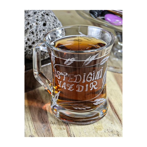 Decocia Kişiye Özel İsimli Kulplu Cam Kupa Bardak 225cc - Resim 3