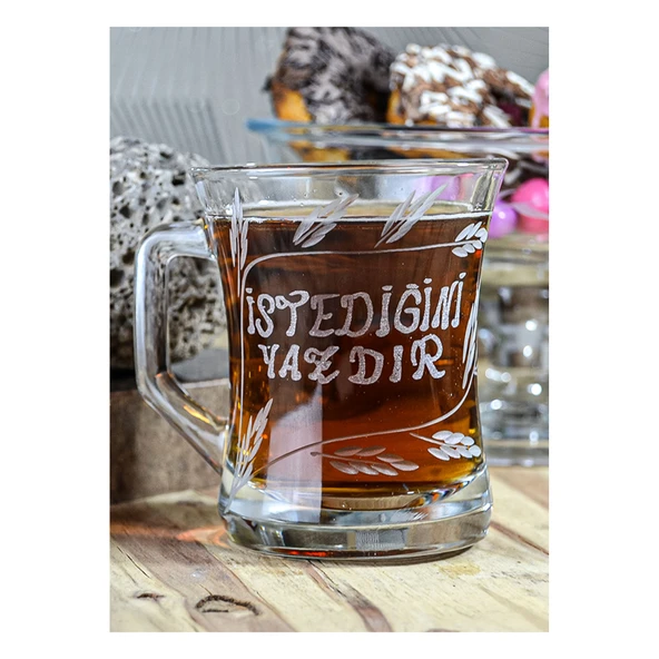 Decocia Kişiye Özel İsimli Kulplu Cam Kupa Bardak 225cc - Resim 2