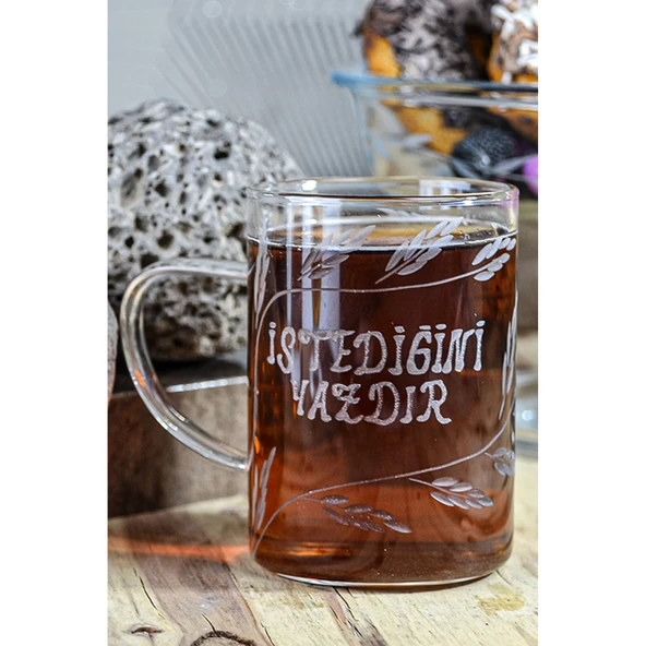 Decocia Kişiye Özel İsimli Kulplu Borosilikat Cam Kupa Bardak 200cc - 2
