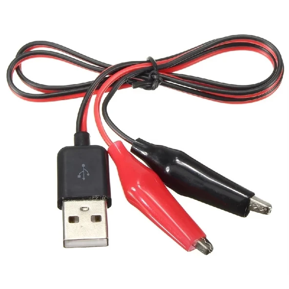 Usb Erkek Krokodil Çevirici Kablo - 5V Kaynak Test Kablosu 60Cm Max 2A ürün görseli