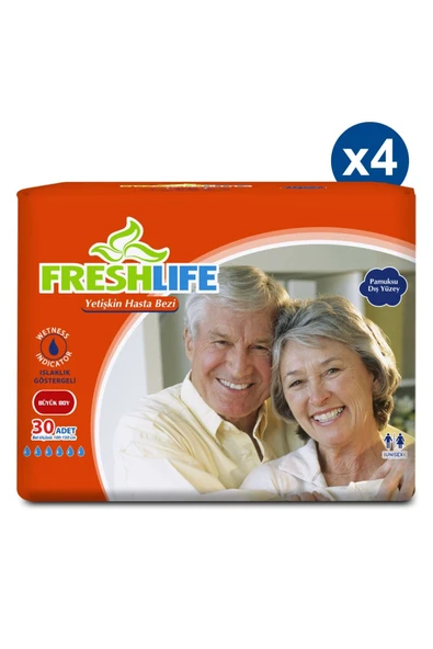 Freshlife Belbantlı Büyük Boy L 30'lu 4 Adet Hasta Bezi