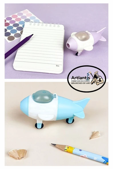 Uçak Figürlü Silgili Kalemtraş 4 lü 1 Paket Bubu Uçak Şekilli Silgili Kalemtraş Sevimli Erkek Çocuk Kalemtraş ve Silgi - 2