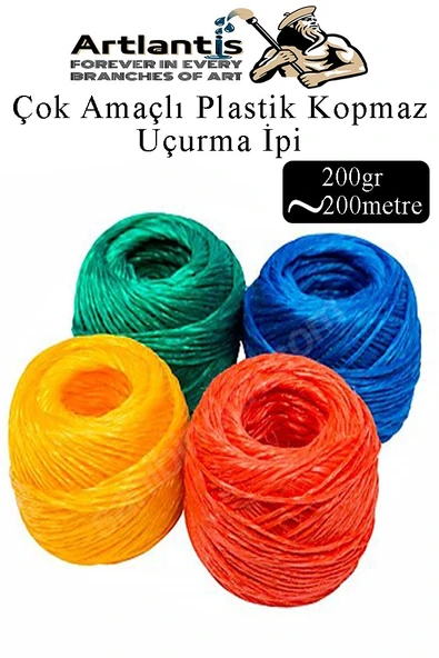 Çok Amaçlı Plastik Kopmaz Uçurtma İpi Çamaşır İpi 4 Adet Renkli 200 Metre Naylon İp Çırpı İpi Çizim İnşaat Duvar İpi