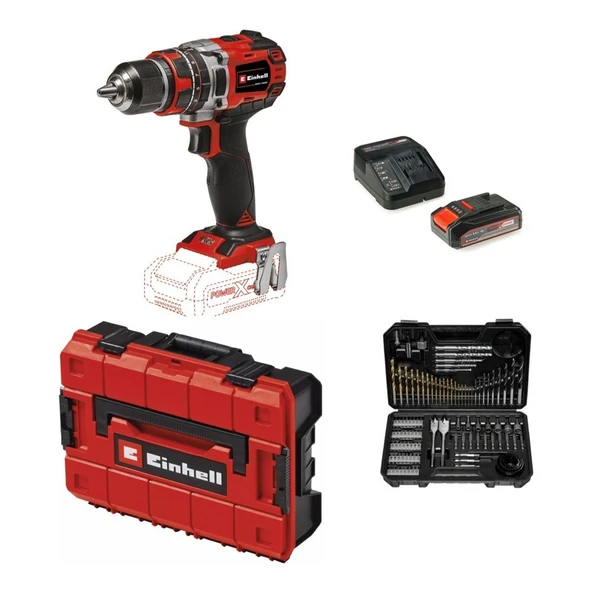 Einhell Tp-Cd 18/50 Li-I Bl Solo Akülü Vidalama + 1 x 2.5 Ah Akü ve 103 Parça Uç Seti (Çanta Dahil)