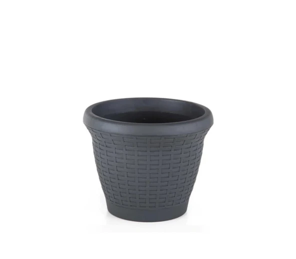Omnipazar SO-HS03 Plastik Hasır Desenli Dekoratif Saksı 10 Litre No 3 - 5