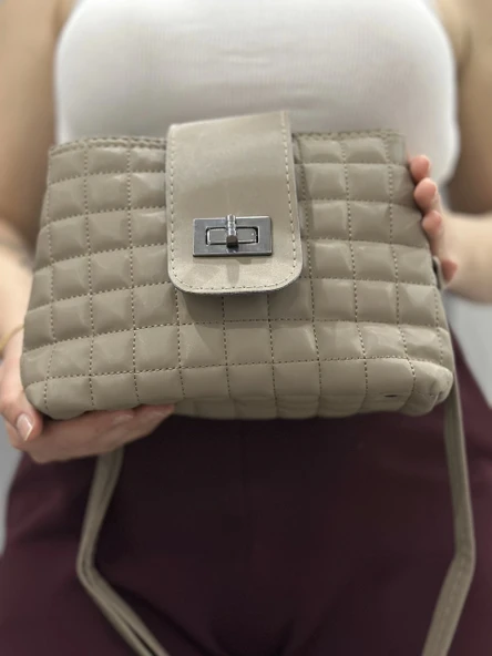 Kapaklı kapitone vizon cilt çanta - 3