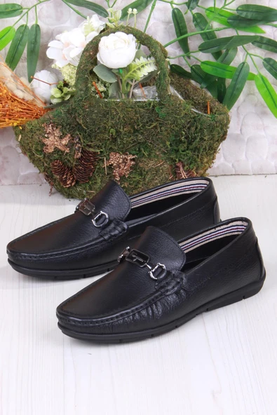 Mehmet Mete 31090 Siyah Deri Hakiki Deri Loafer Erkek Babet Erkek Ayakkabı - Resim 2