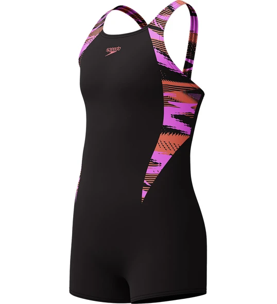 Speedo Paçalı Kız Çocuk Mayosu (Siyah-Mor)