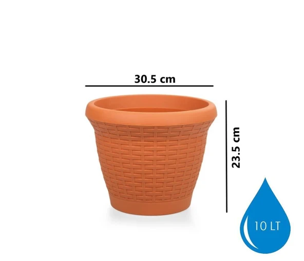 Omnipazar SO-HS03 Plastik Hasır Desenli Dekoratif Saksı 10 Litre No 3 - 12