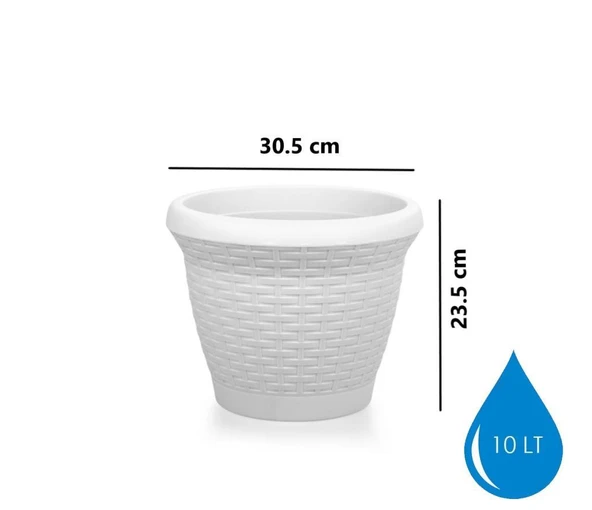 Omnipazar SO-HS03 Plastik Hasır Desenli Dekoratif Saksı 10 Litre No 3 - 2