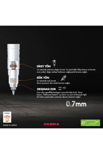 Zebra Delguard Versatil Kalem 0.7 Mm Kareli Mor - Resim 4