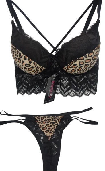 Leopar Desenli Destekli Sütyen Takımı 75 beden ürün görseli