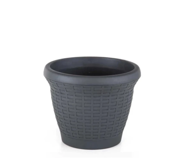Omnipazar SO-HS05 Plastik Hasır Desenli Dekoratif Saksı 25 Litre No 5 - 5