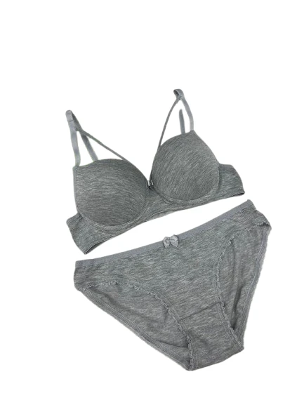 Karaz 2501 Dolgulu Çapraz İpli Sütyen Takım Gri 80 BEDEN - Resim 2