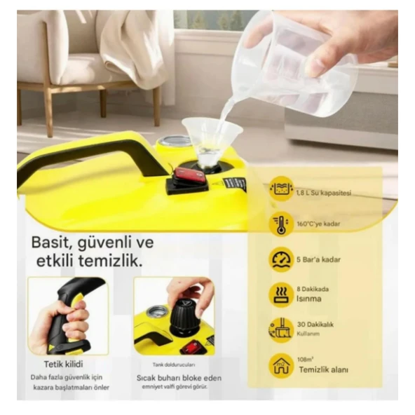 Ozmik Hw618-b Çok Amaçlı Süpürge El Tipi Buharlı Temizleyici Zemin Halı Kanepe, Döşeme, Araba, 2.0l - 6