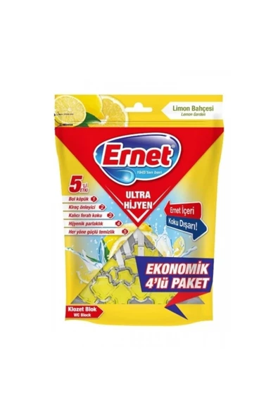 ERNET ULTRA HİJYEN LİMON BAHÇESİ KLOZET BLOK POŞET 4'LÜ 4X50 GR